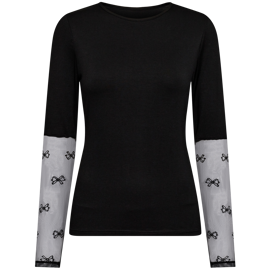 ISA LS LACE SLEEVE BLOUSE BLACK BOW